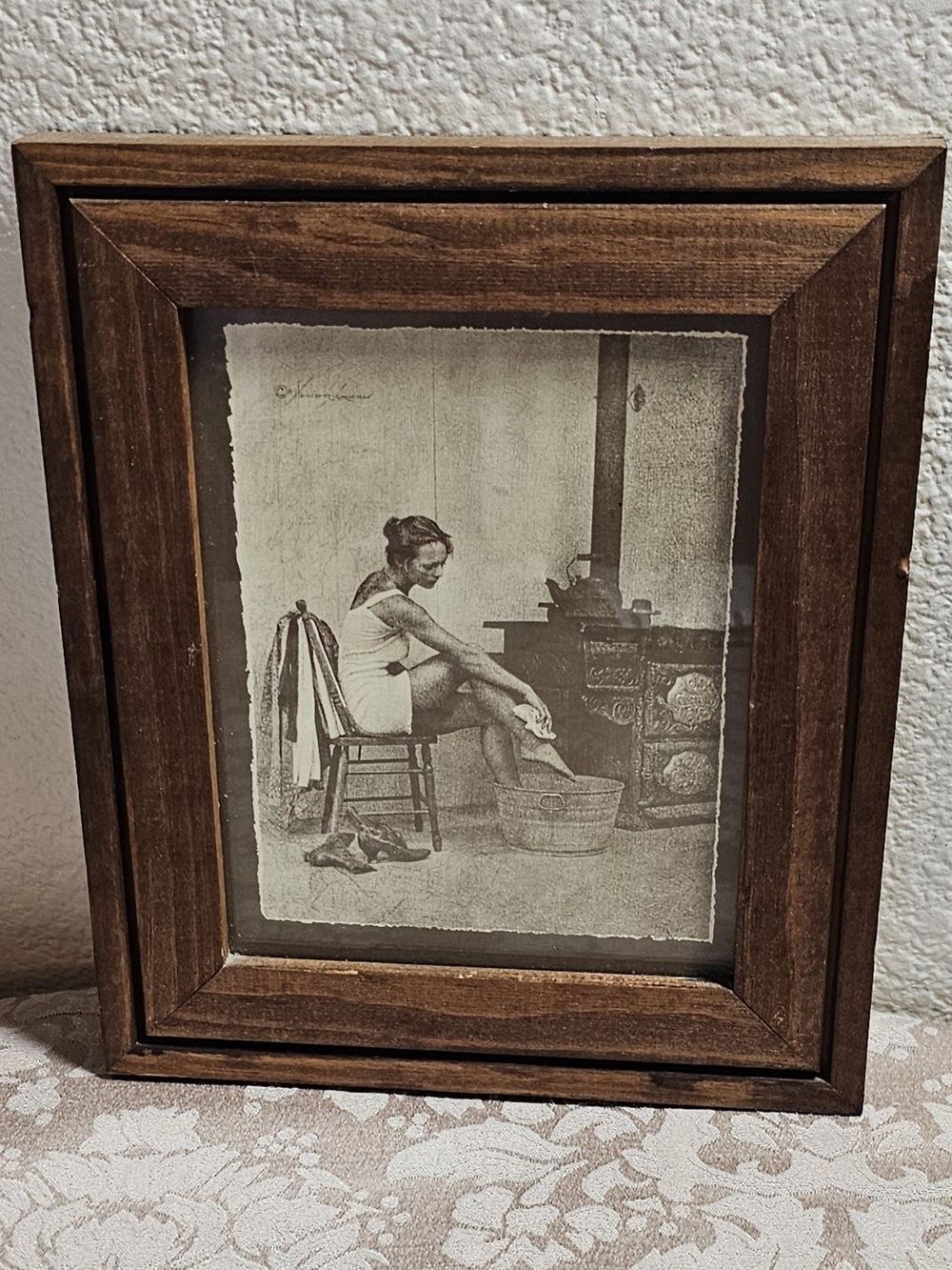 Vintage R Hendrickson Sepia Print Framed 10x8.5 Old Western Boudoir
